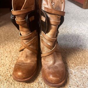Freebird Brown and dark brown Heeled Boots